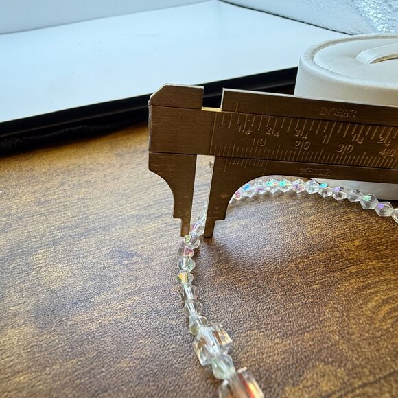 Vintage Clear Crystal Beaded Necklace Aurora Borealis Glass Statement Jewelry - Picture 2 of 12